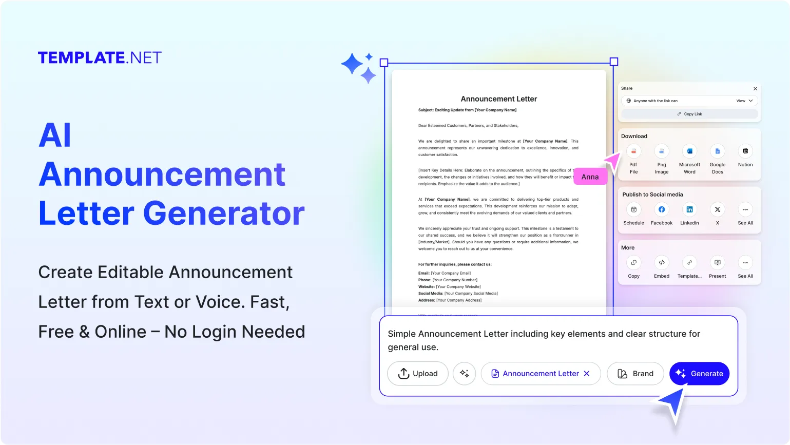 Free AI Announcement Letter Generator, Free Announcement Letter Maker Online